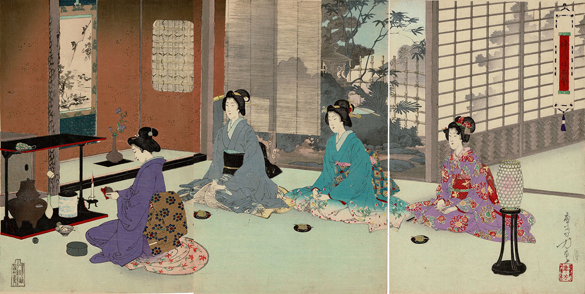 かさねグラフィカ「婦人抹茶会」 水野年方 明治23年