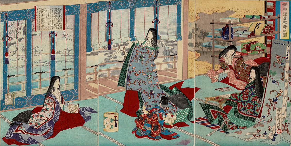 Kasanes Graphica “Playing Waka in the palace after snowing” Chikanobu Yoshu, 1886
